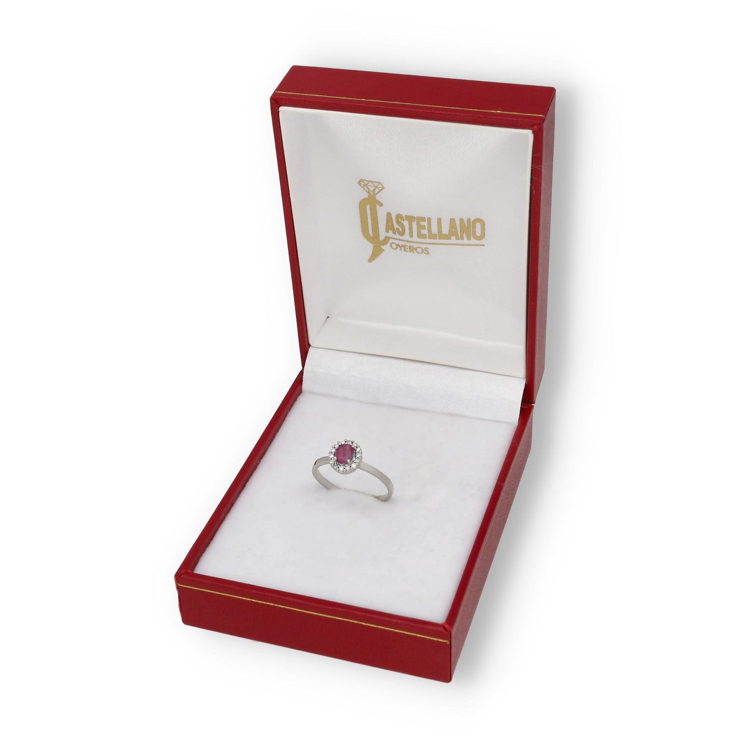 Anillo Lady en Oro Blanco 18k con Diamantes y Rubí