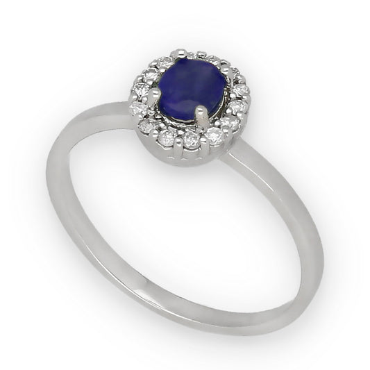 Anillo Lady en Oro Blanco 18k con Diamantes y Zafiros