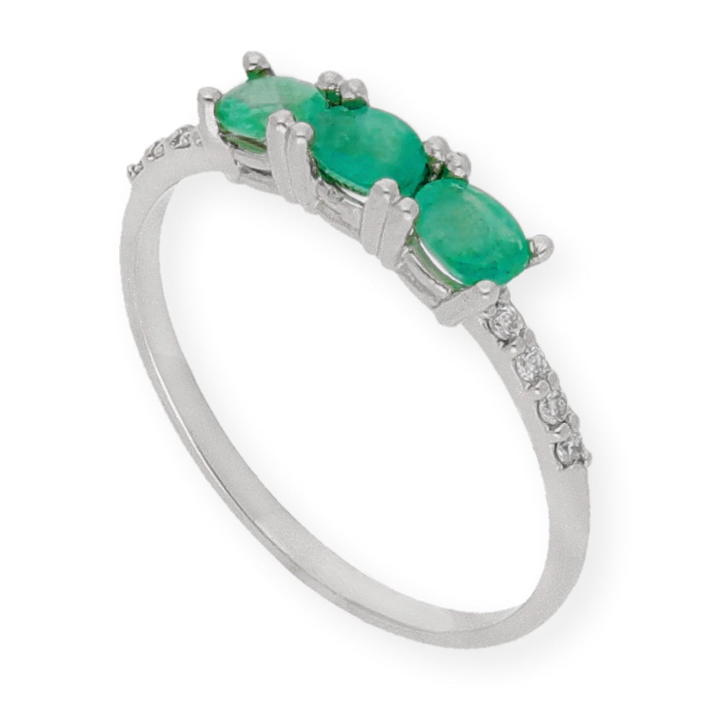 Anillo Arya en Oro Blanco con Esmeralda y Brillantes
