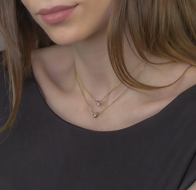 Collar con Colgante Eclat en Oro 18K con Diamante en Chatón