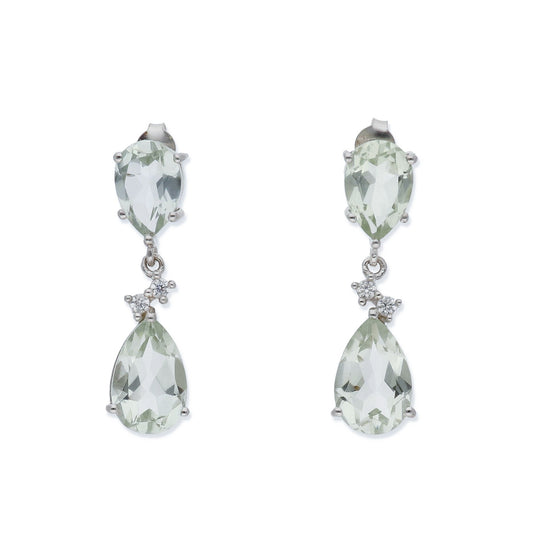 Pendientes Luz en plata de ley 925 y Gema Verde Agua