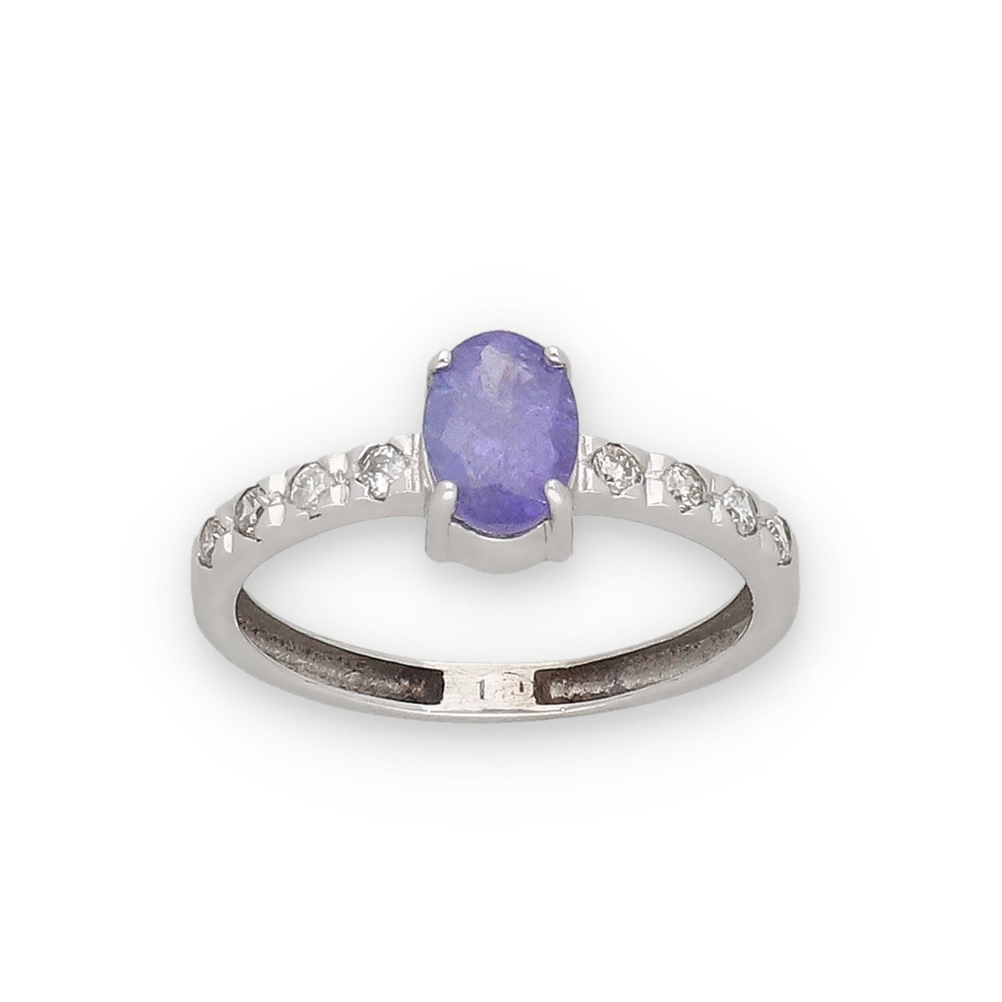 Anillo Oro Blanco 18k con Tanzanita y Diamantes Modelo Rosemary