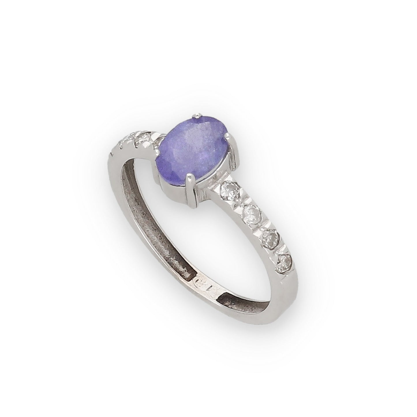 Anillo Oro Blanco 18k con Tanzanita y Diamantes Modelo Rosemary