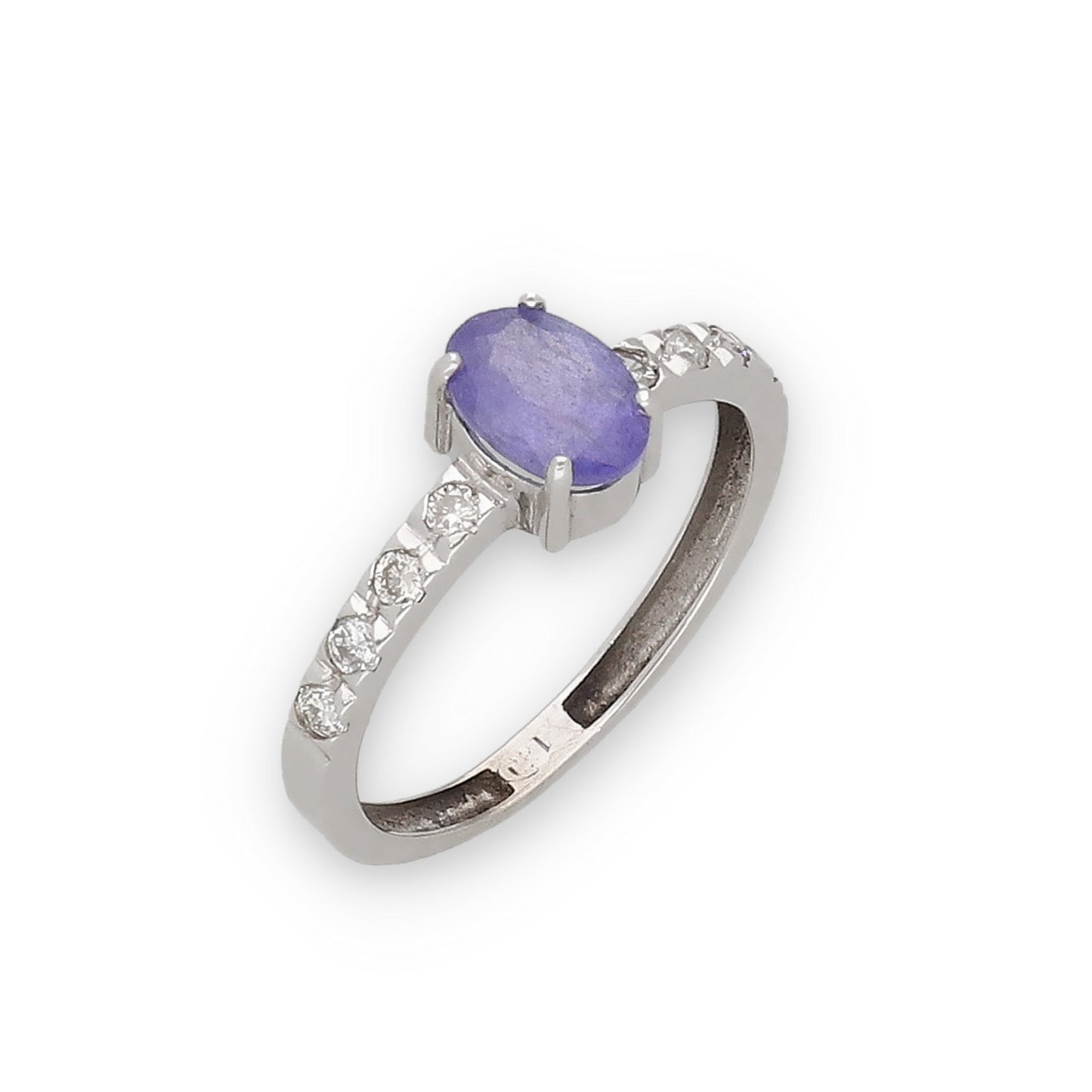 Anillo Oro Blanco 18k con Tanzanita y Diamantes Modelo Rosemary