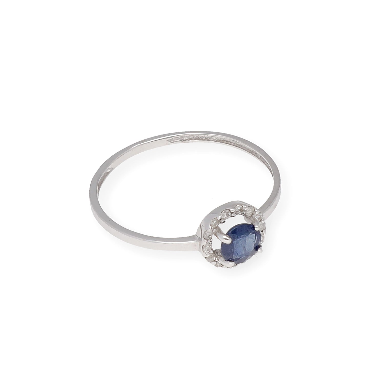 Anillo de Oro Blanco y Diamantes con Zafiro, Rubí o Esmeraldas