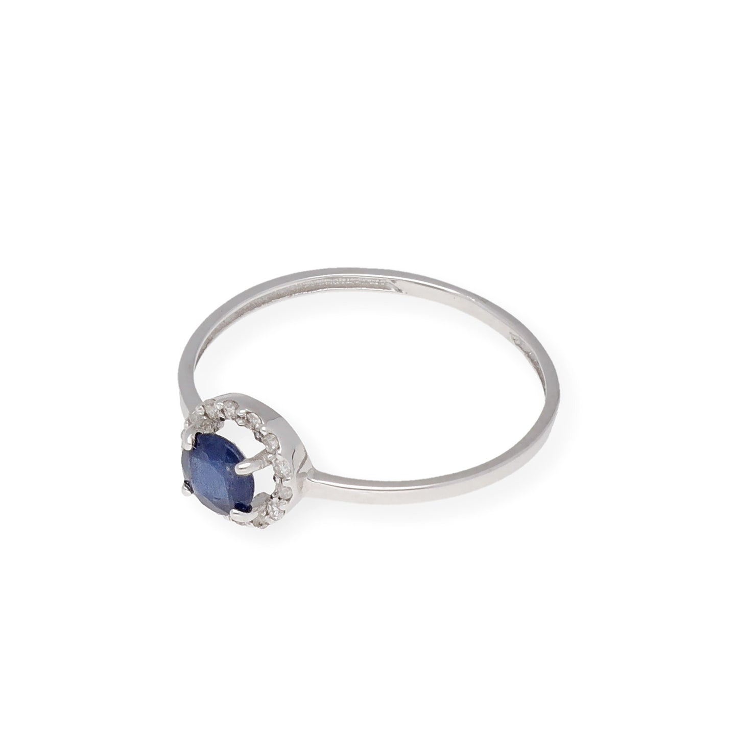 Anillo de Oro Blanco y Diamantes con Zafiro, Rubí o Esmeraldas