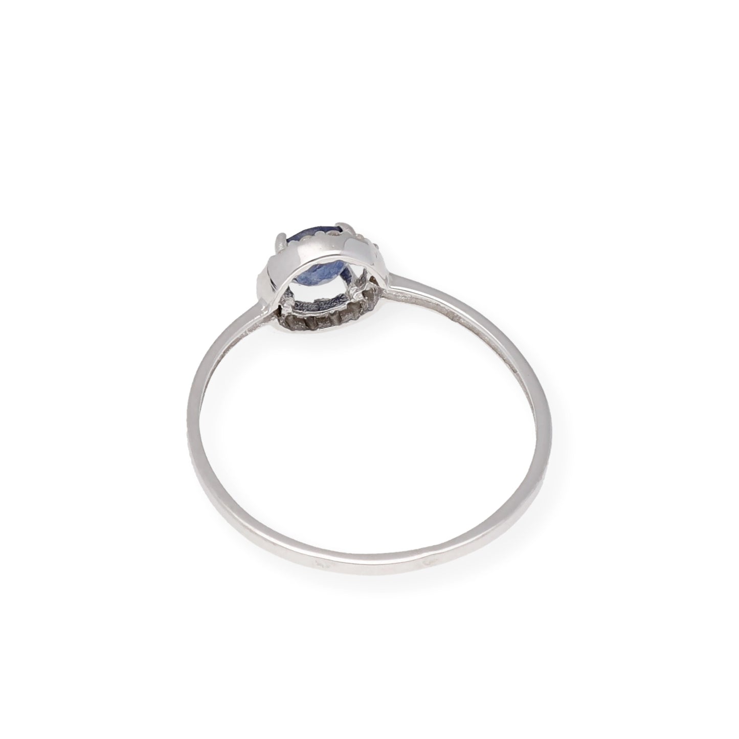 Anillo de Oro Blanco y Diamantes con Zafiro, Rubí o Esmeraldas
