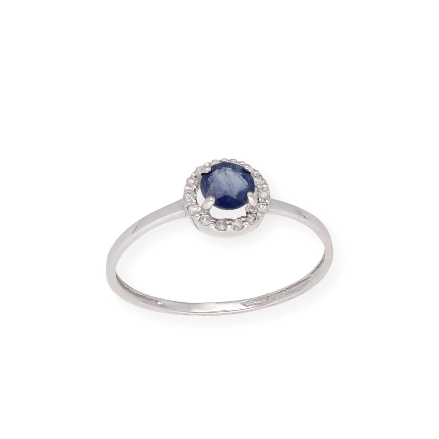 Anillo de Oro Blanco y Diamantes con Zafiro, Rubí o Esmeraldas