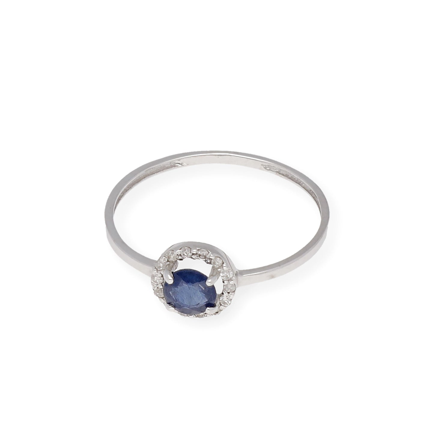 Anillo de Oro Blanco y Diamantes con Zafiro, Rubí o Esmeraldas