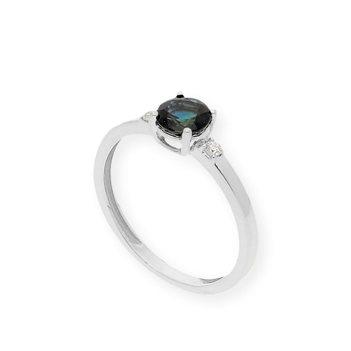 Anillo Aura en Oro Blanco 18k con Diamantes y Zafiro