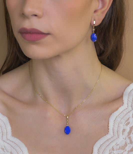 Collar con Colgante Modelo Índigo en Oro con Lapislázuli y Diamantes
