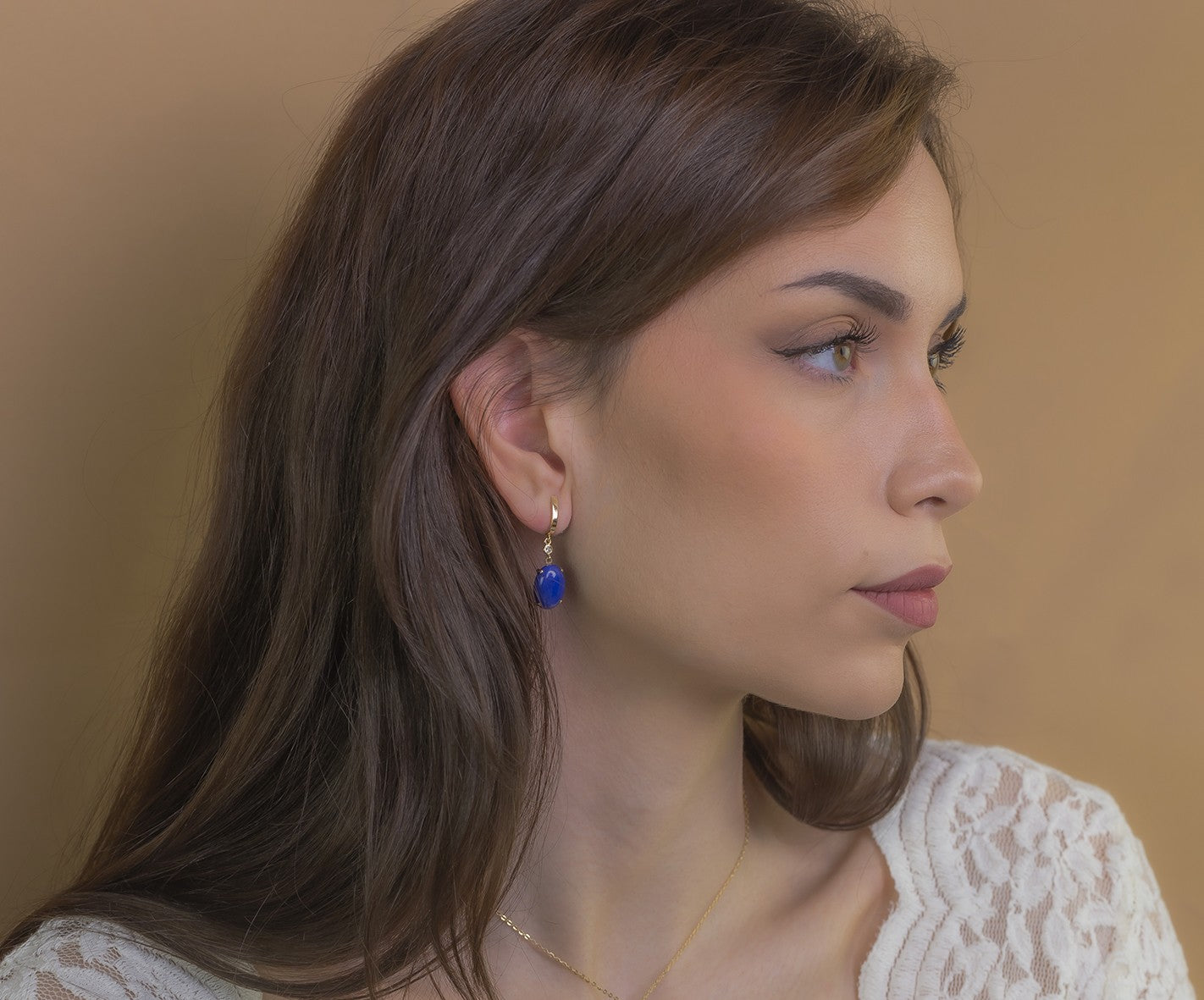 Pendientes Modelo Índigo en Oro con Lapislázuli y Diamantes