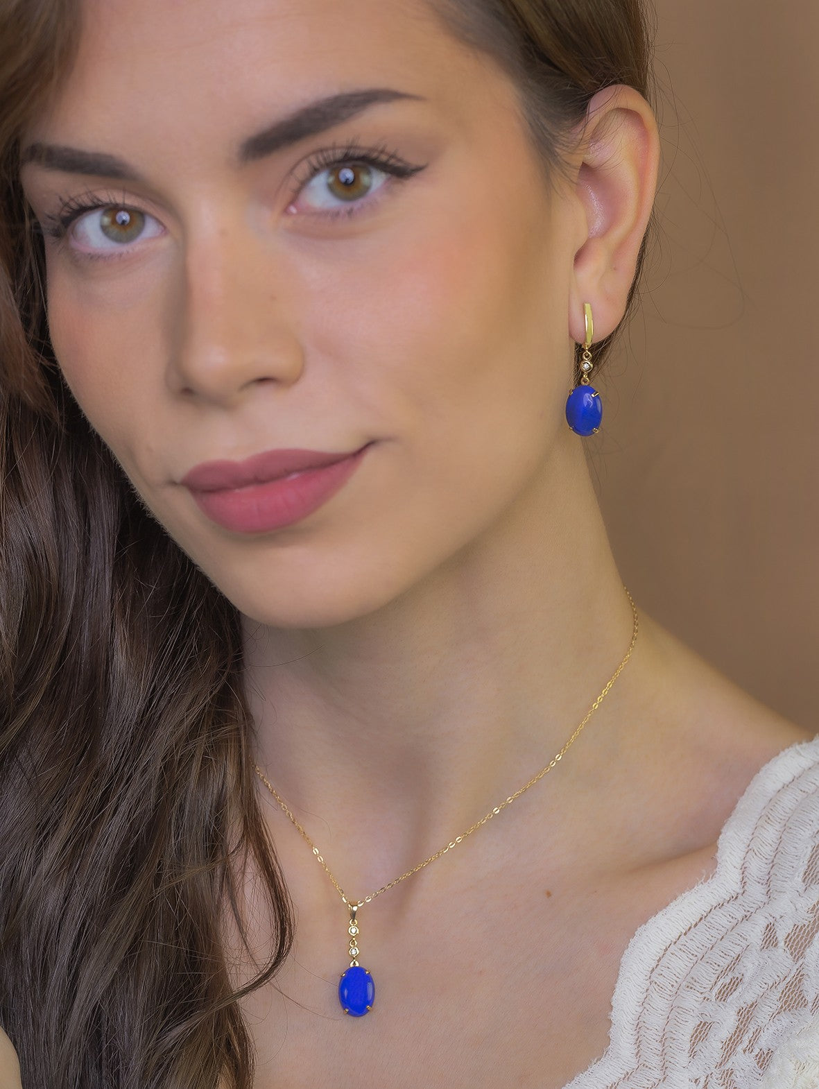 Pendientes Modelo Índigo en Oro con Lapislázuli y Diamantes