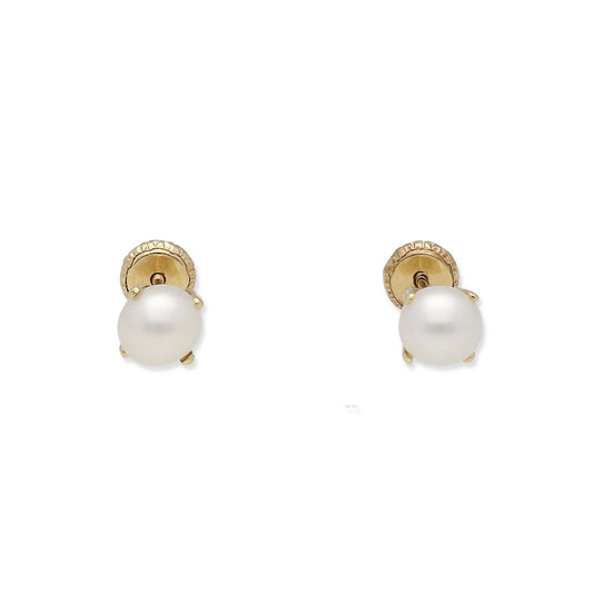 Pendientes niñas Oro Y Perlas en Patillas 5 mm