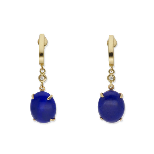 Pendientes Modelo Índigo en Oro con Lapislázuli y Diamantes