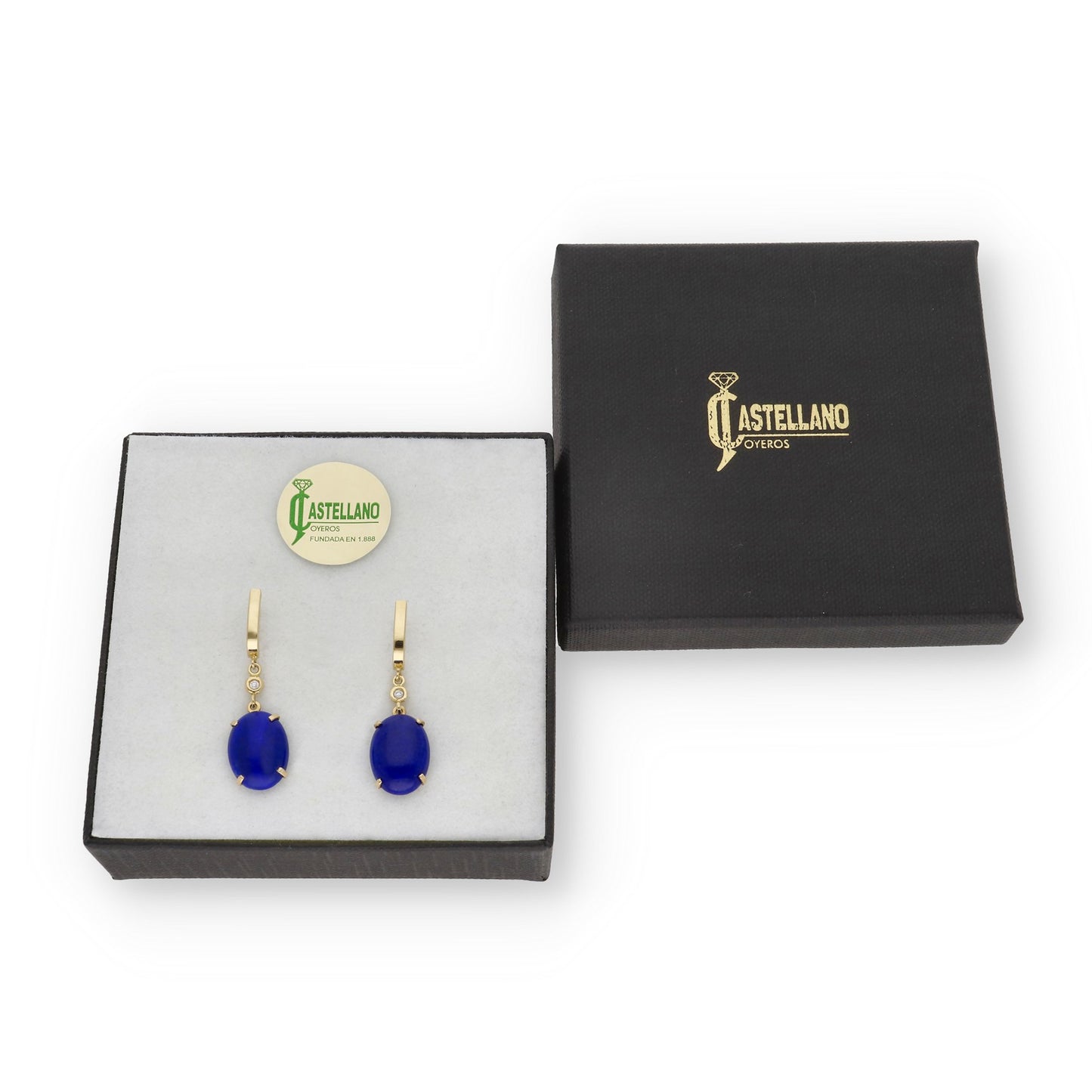 Pendientes Modelo Índigo en Oro con Lapislázuli y Diamantes