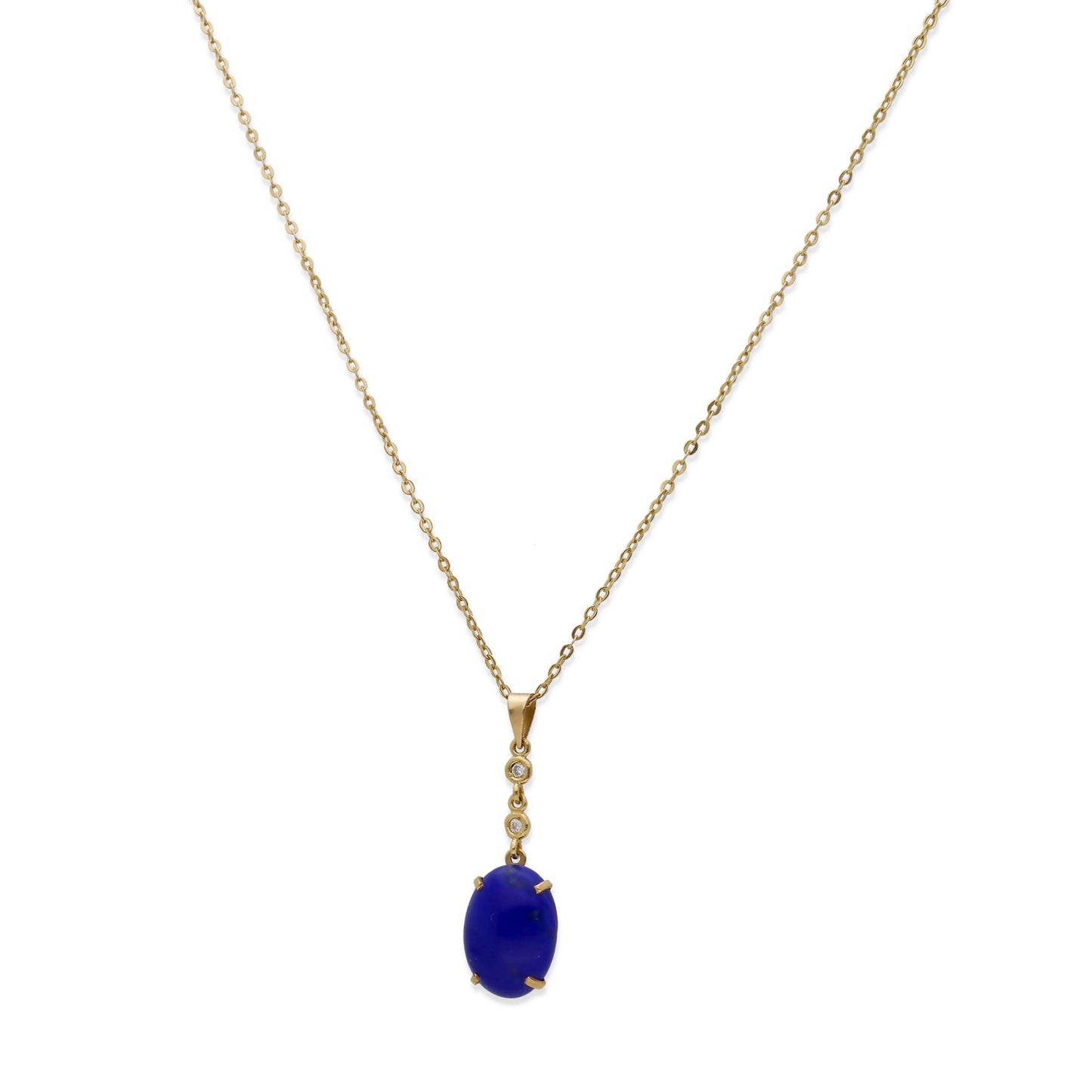 Collar con Colgante Modelo Índigo en Oro con Lapislázuli y Diamantes