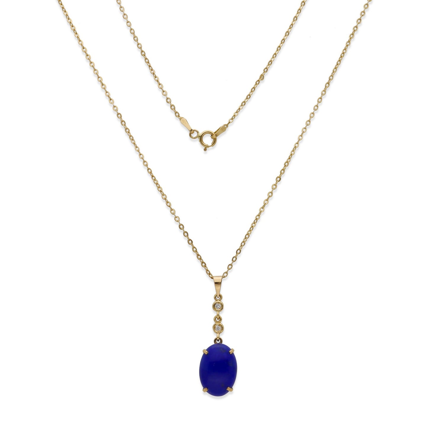 Collar con Colgante Modelo Índigo en Oro con Lapislázuli y Diamantes