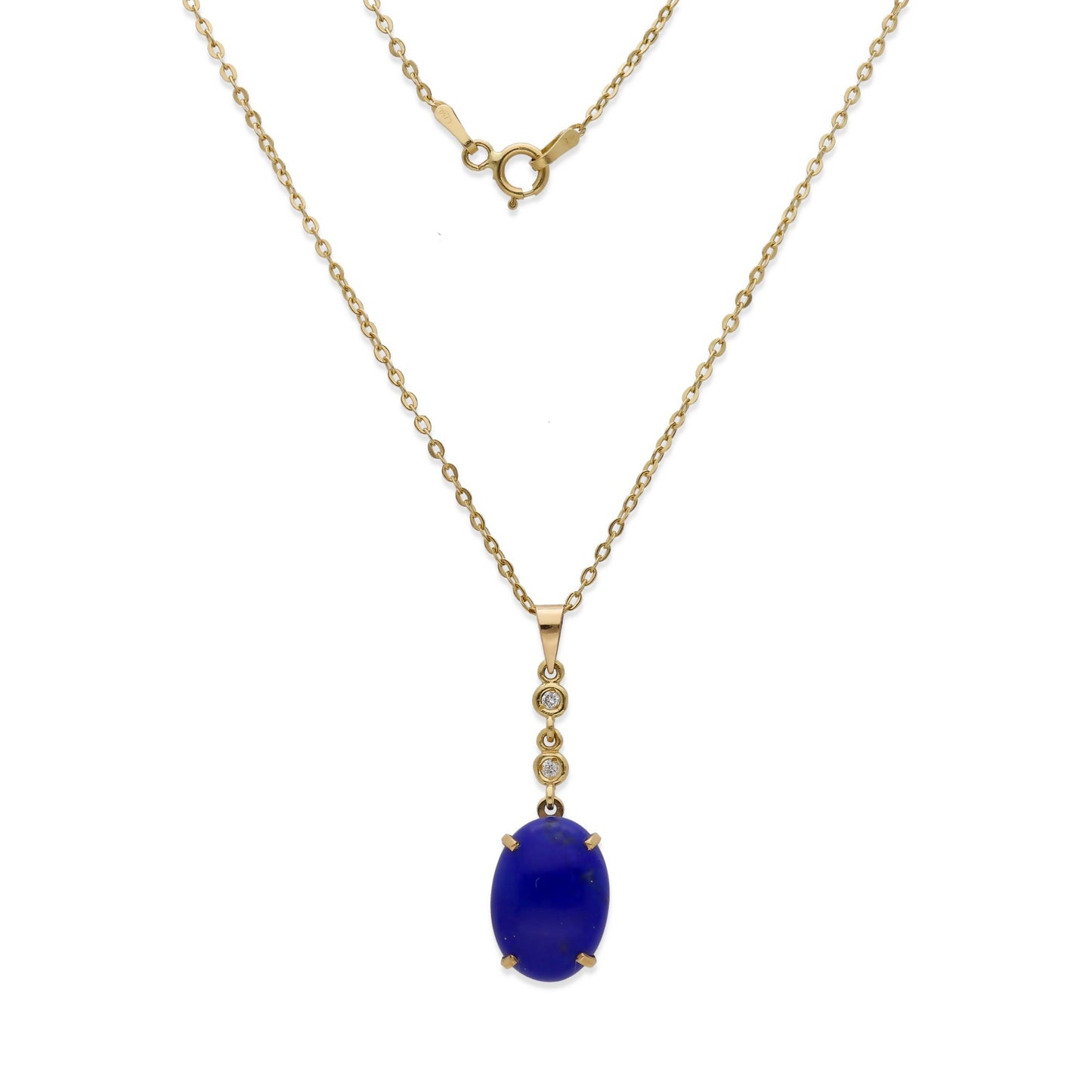 Collar con Colgante Modelo Índigo en Oro con Lapislázuli y Diamantes