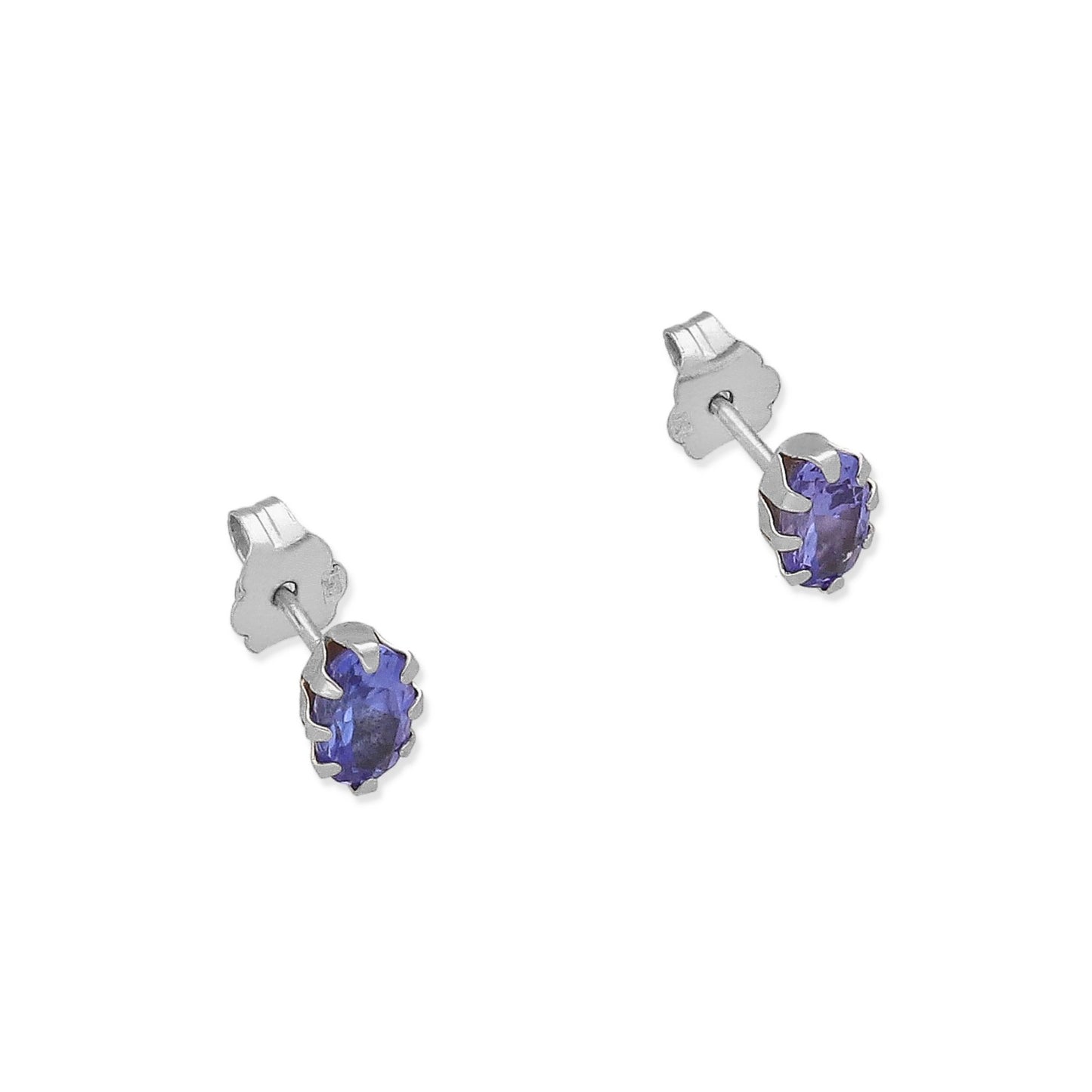 Pendientes Modelo Sizwe Oro Blanco 18k y Tanzanitas