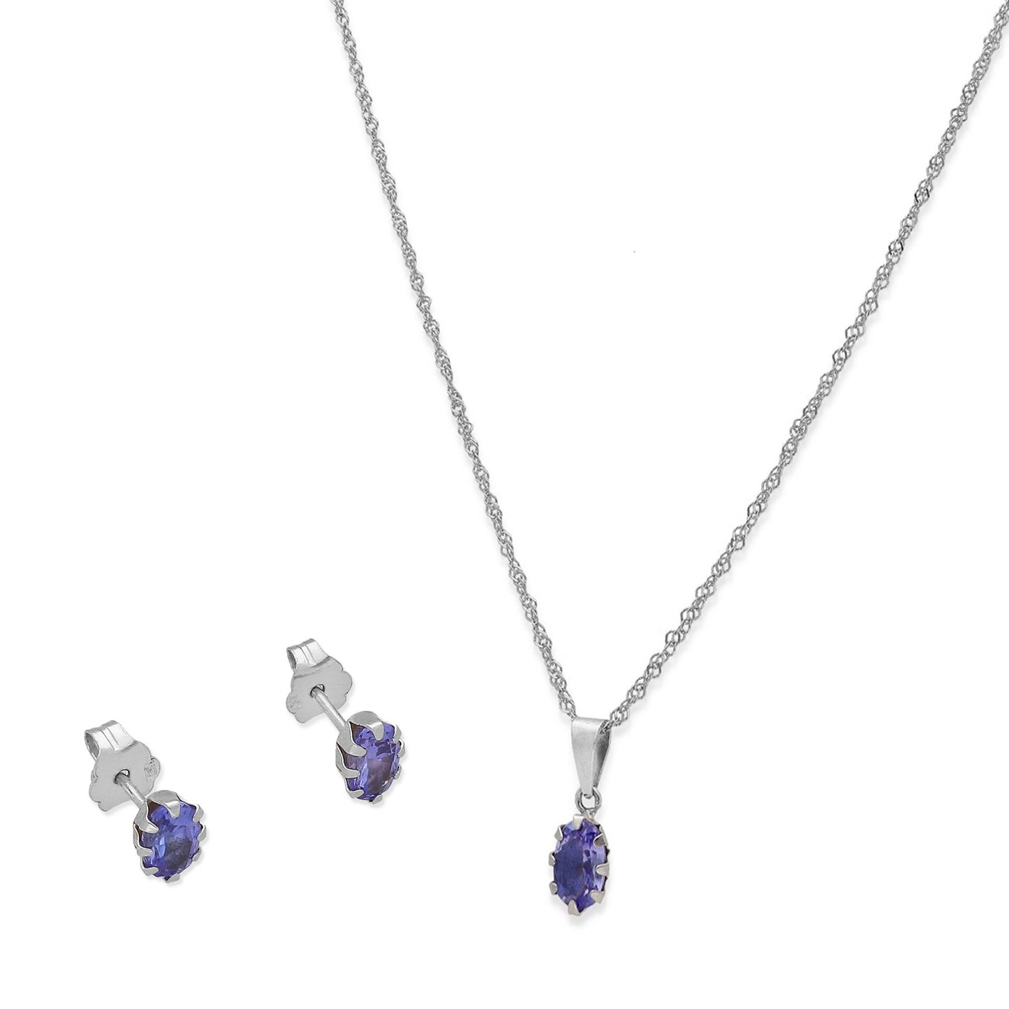 Pendientes Modelo Sizwe Oro Blanco 18k y Tanzanitas