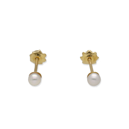 Pendientes de Oro con Perlas Cultivadas Rosca de 3mm
