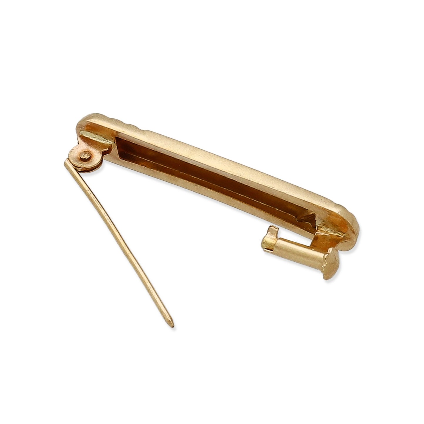 Imperdible Bebé de Barra Mate con Decoración Diagonal en Oro Amarillo 18K