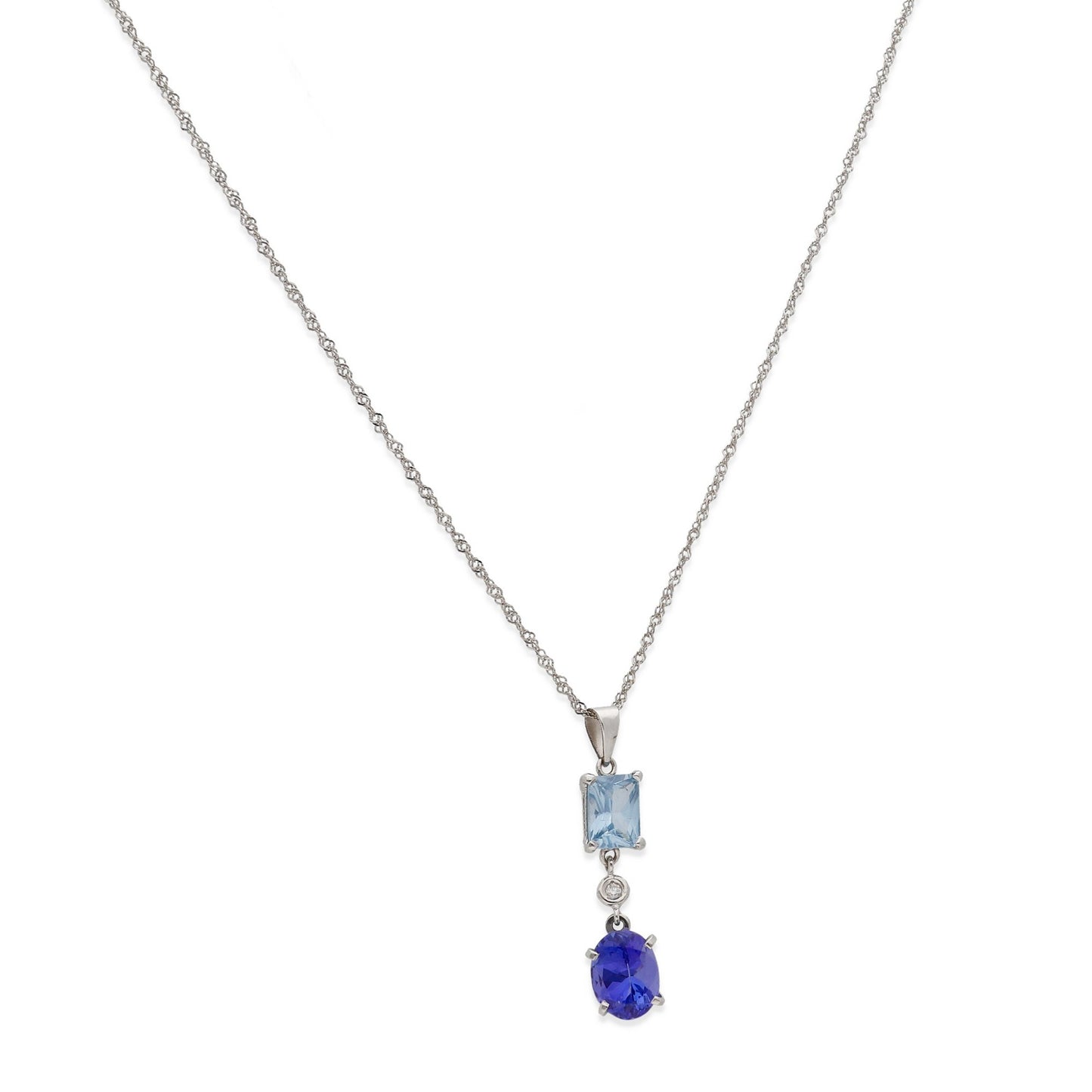 Collar con Colgante Modelo Azure con Tanzanita Diamante y Topacio Azul en Oro Blanco 18k