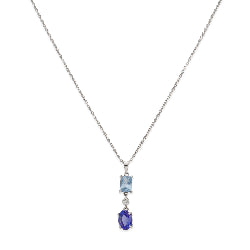 Collar con Colgante Modelo Azure con Tanzanita Diamante y Topacio Azul en Oro Blanco 18k