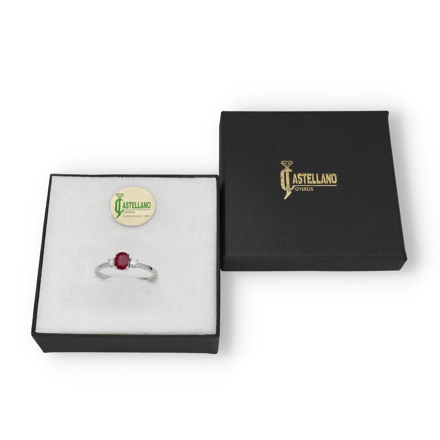 Anillo Mia en Oro 18 k con Diamantes y Rubí