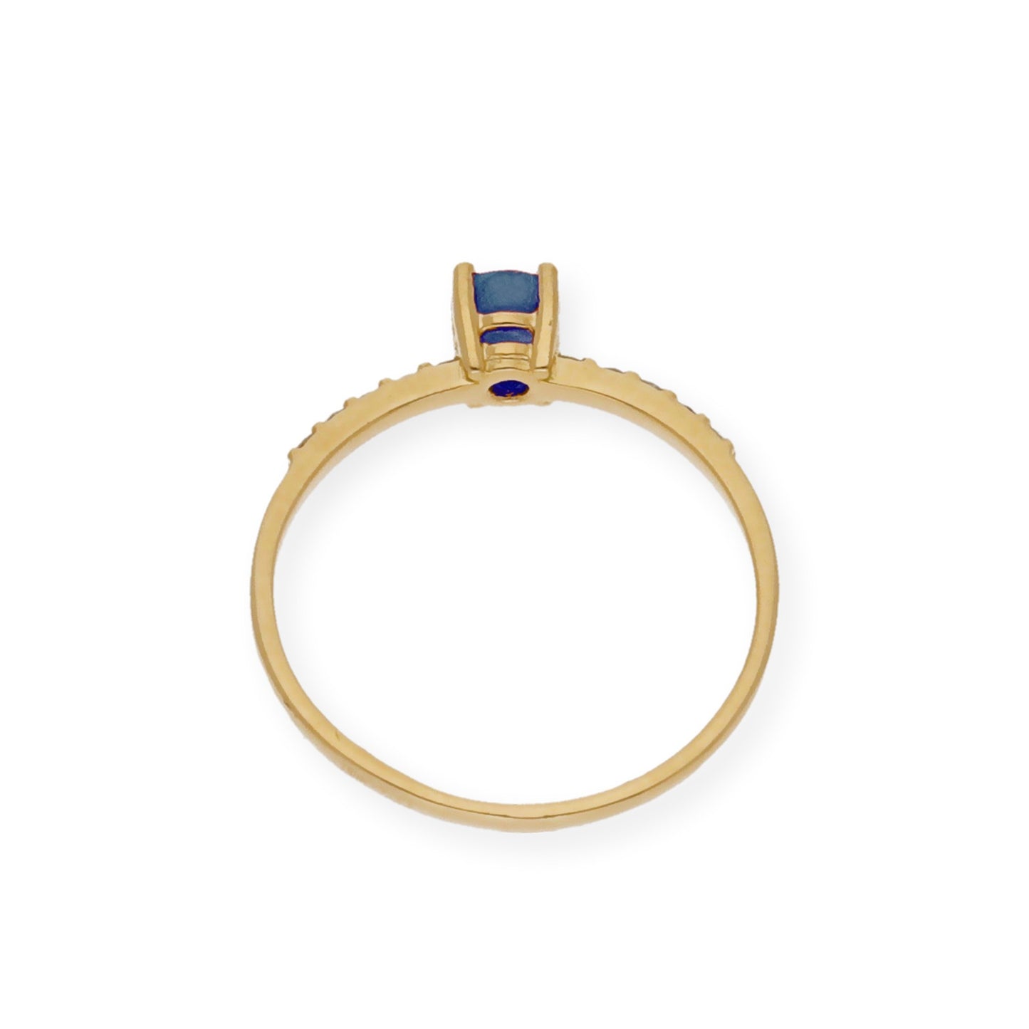 Anillo Lumos en Oro 18K con Zafiro Central y Diamantes