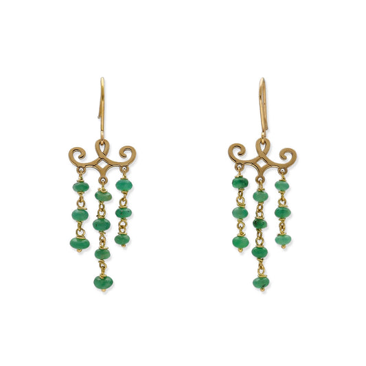 Earrings - 18 kt. Yellow gold Emerald