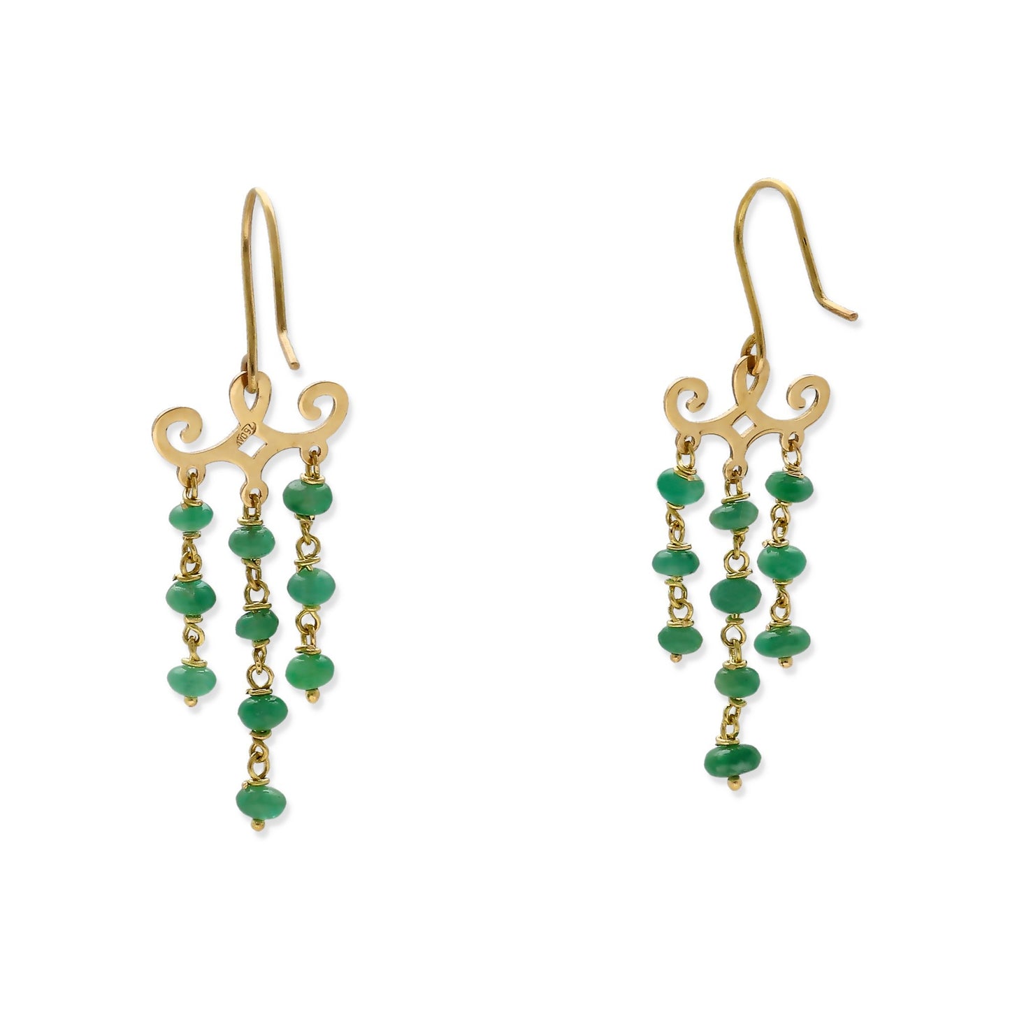 Earrings - 18 kt. Yellow gold Emerald