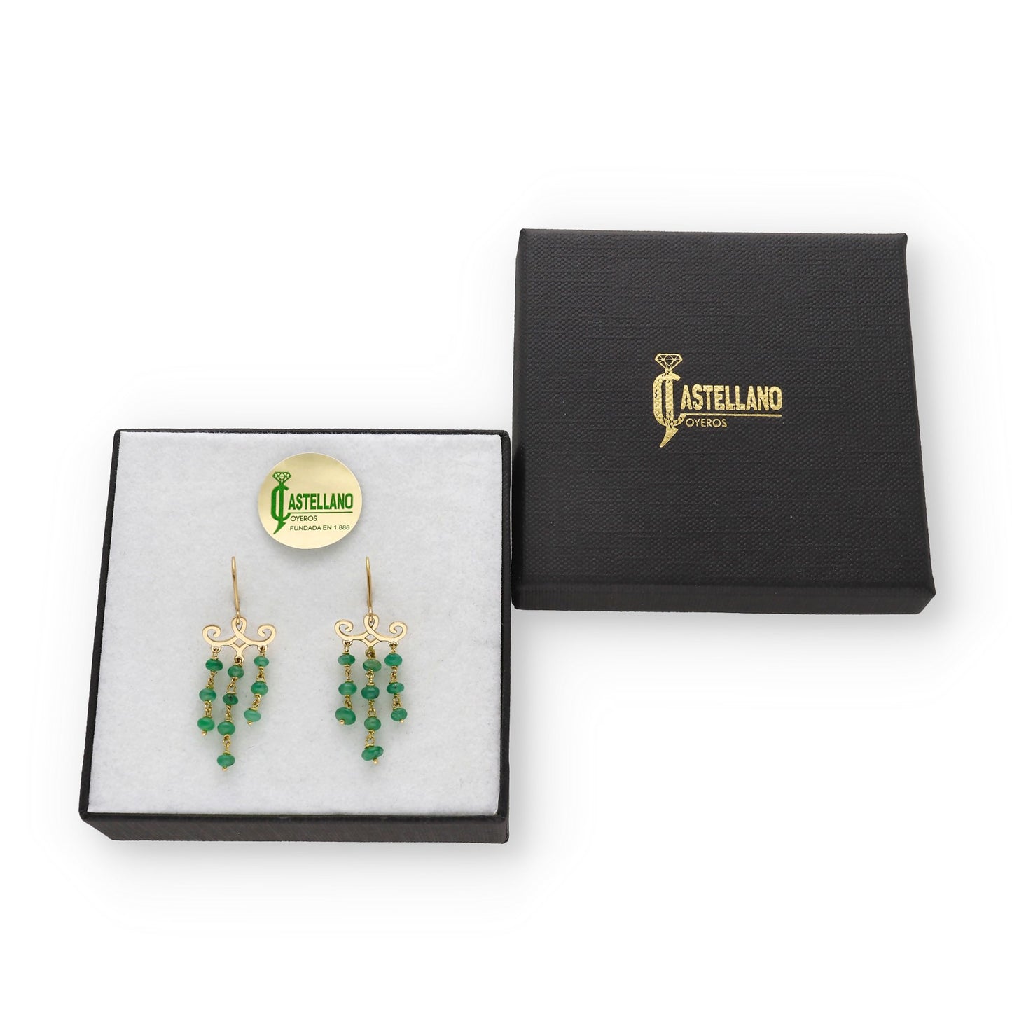 Earrings - 18 kt. Yellow gold Emerald