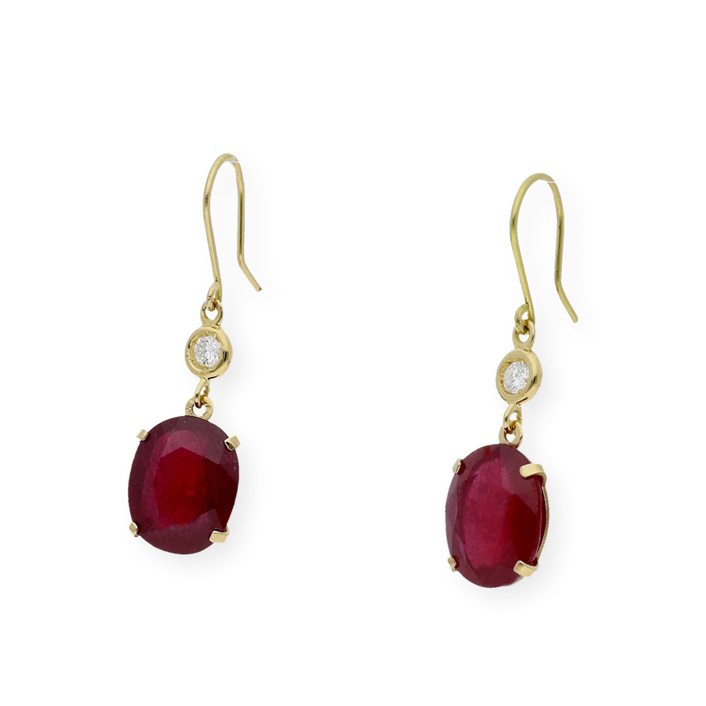Pendientes Magnus en Oro 18K con Diamantes y Grandes Rubíes Ovales