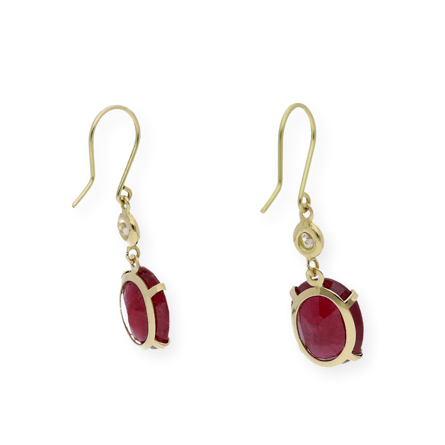 Pendientes Magnus en Oro 18K con Diamantes y Grandes Rubíes Ovales