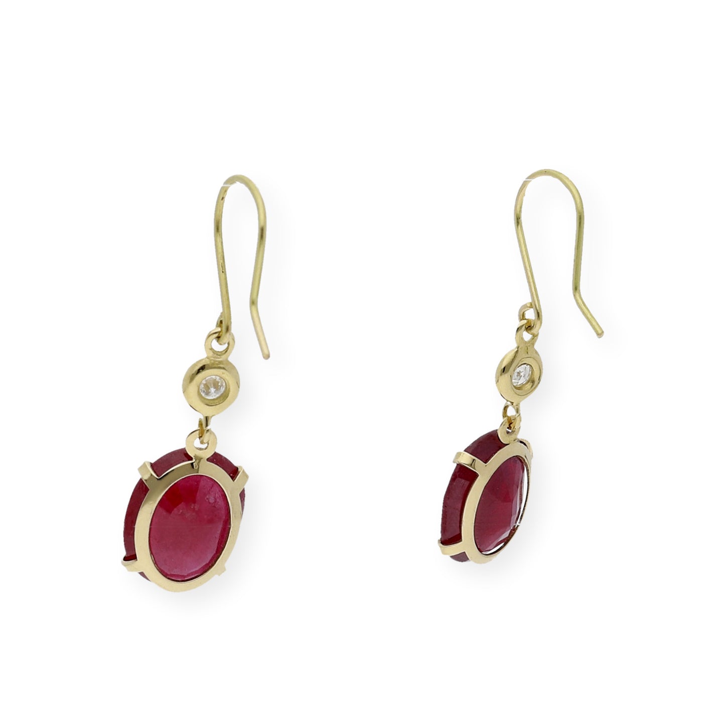 Pendientes Magnus en Oro 18K con Diamantes y Grandes Rubíes Ovales