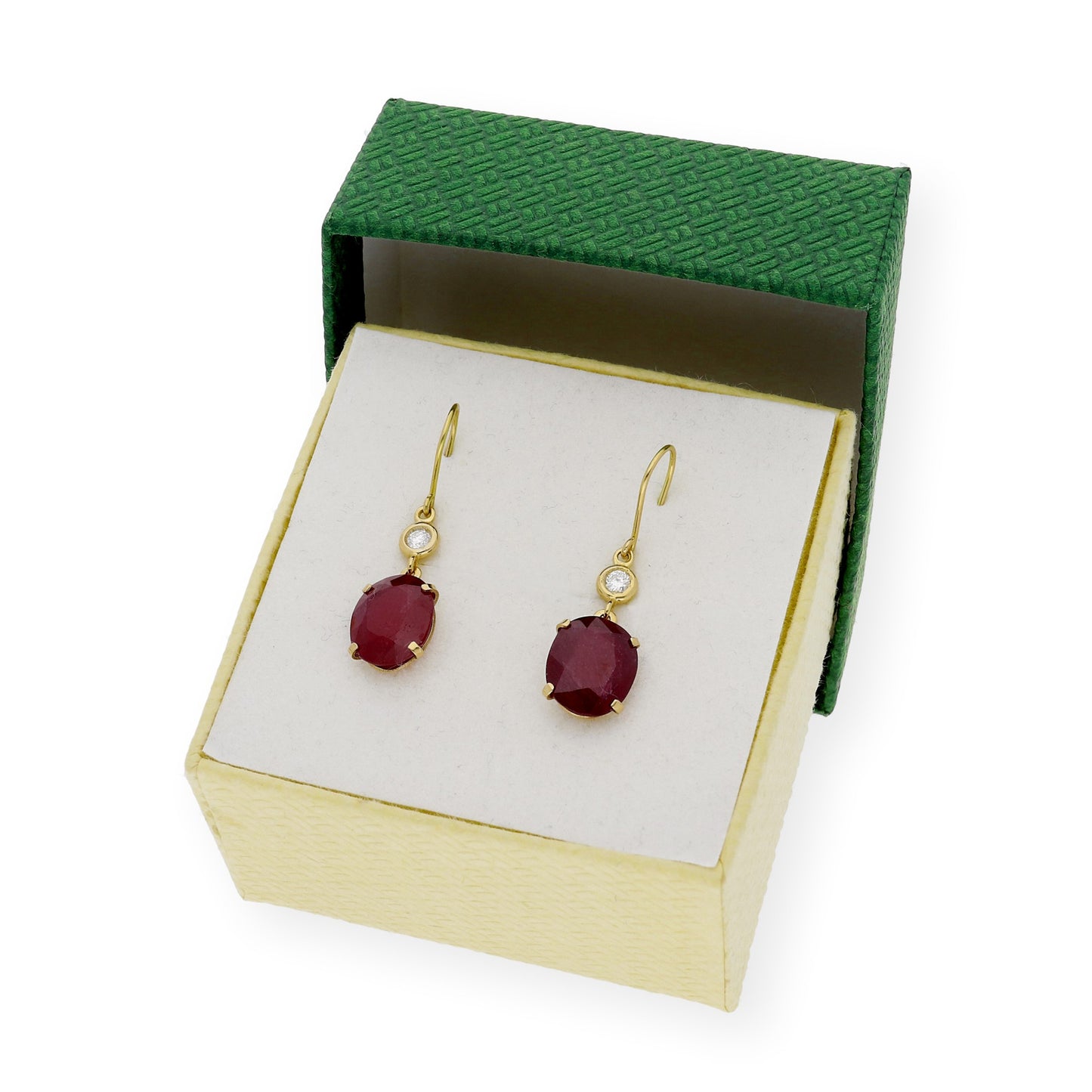 Pendientes Magnus en Oro 18K con Diamantes y Grandes Rubíes Ovales