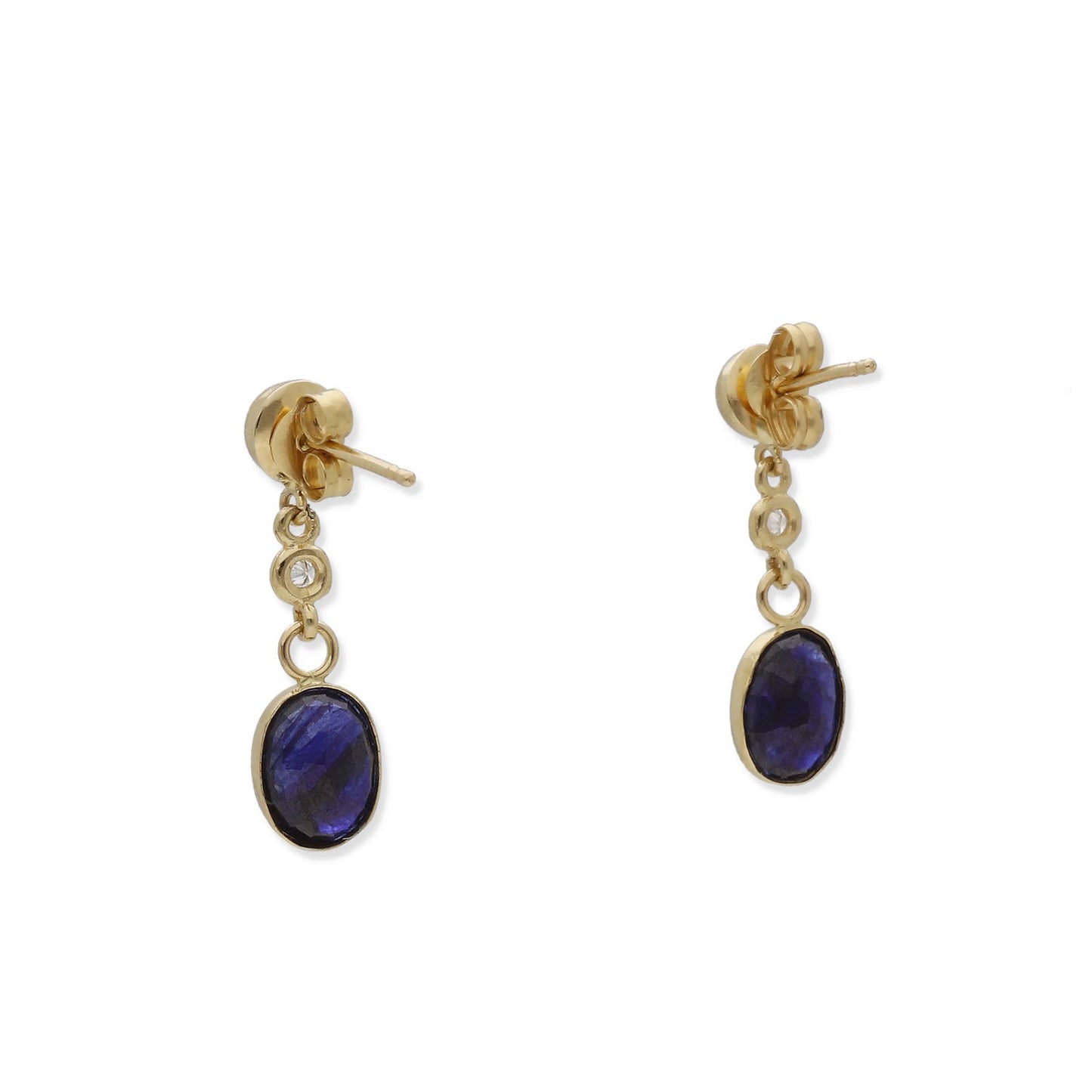 Pendientes Klem en Oro 18K con Diamantes y Zafiros Ovales