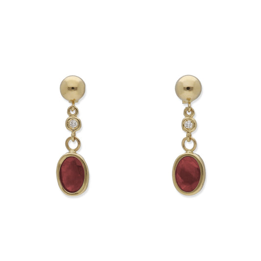 Pendientes Klem en Oro 18K con Diamantes y Rubíes Ovales