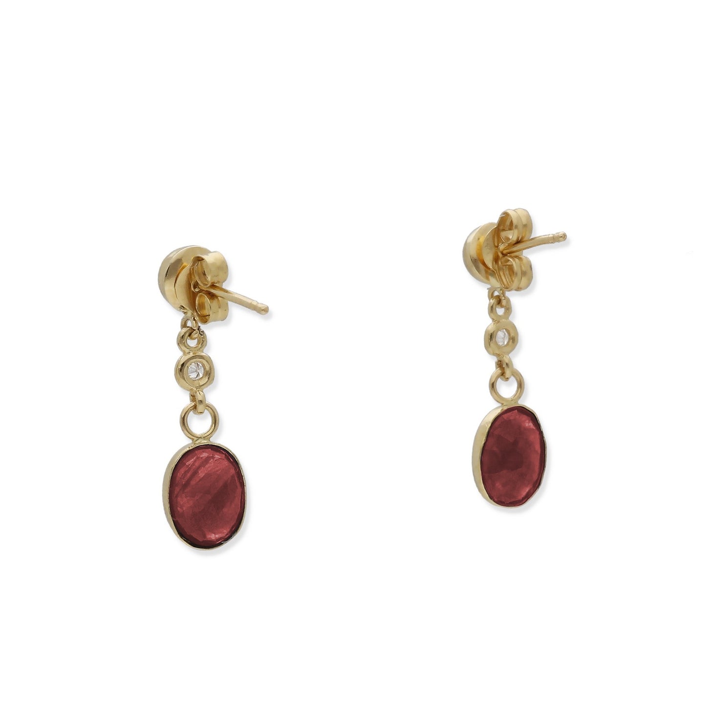 Pendientes Klem en Oro 18K con Diamantes y Rubíes Ovales