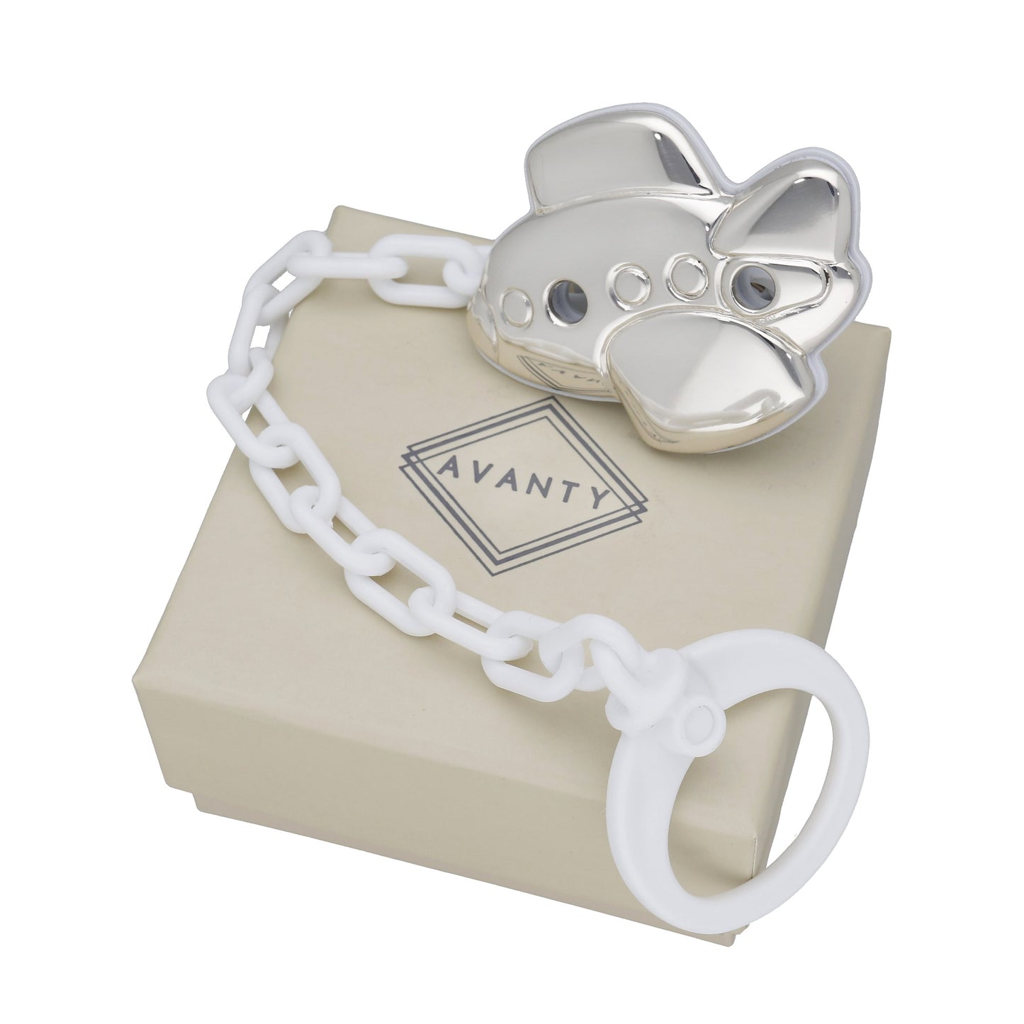 Pinza Chupete de Bebé Avión en Plata de Ley 925