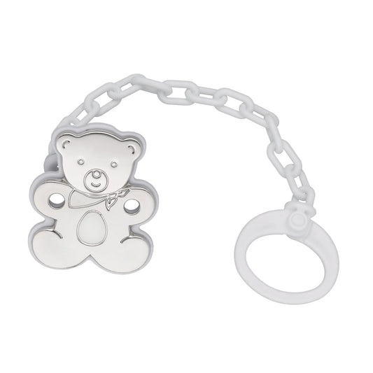 Pinza Chupete de Bebé Oso en Plata de Ley 925