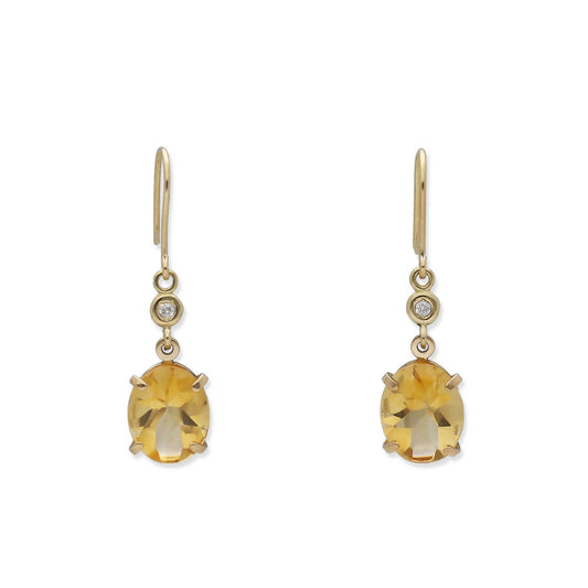 Pendientes en Oro 18K con Diamante y Topacio Amarillo