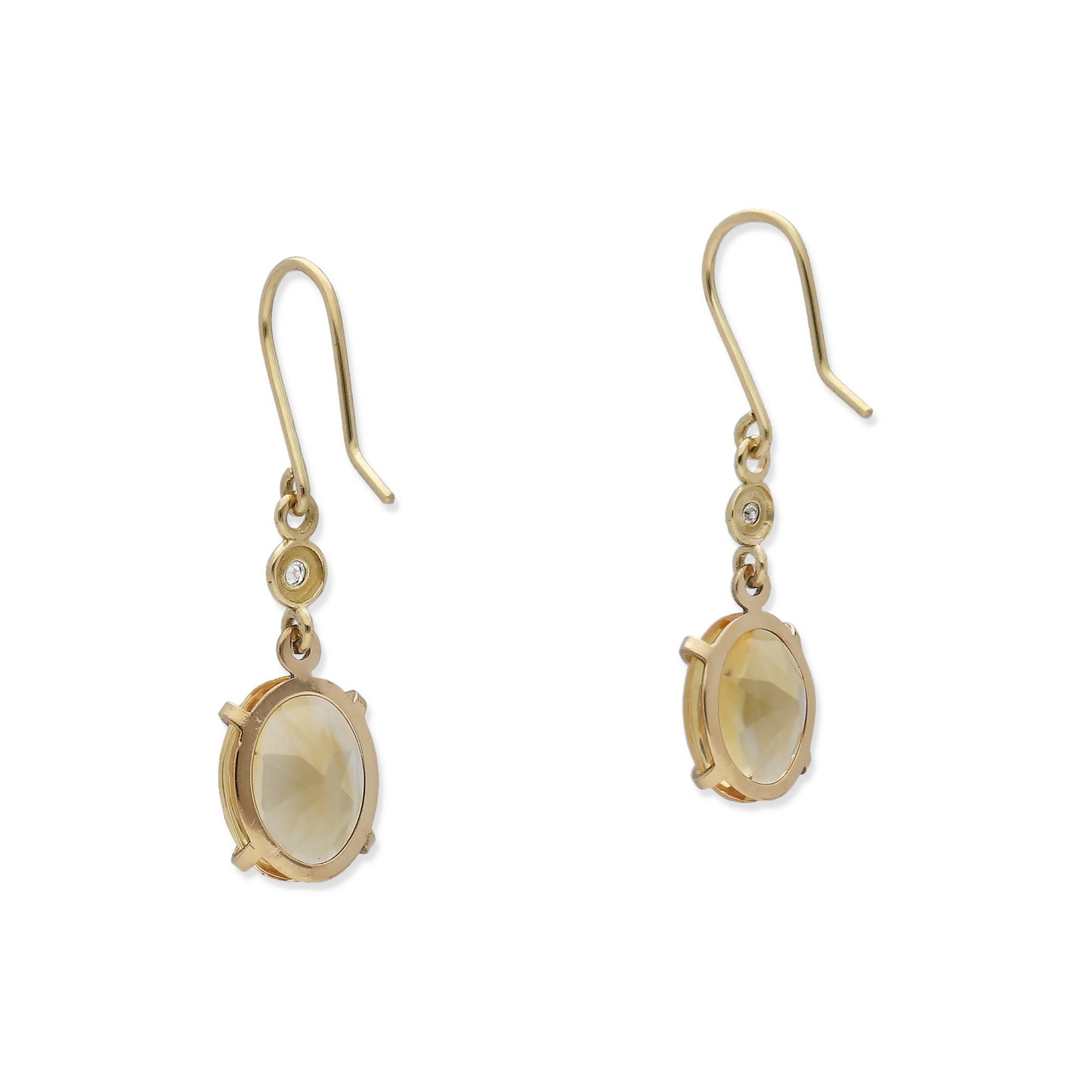 Pendientes en Oro 18K con Diamante y Topacio Amarillo
