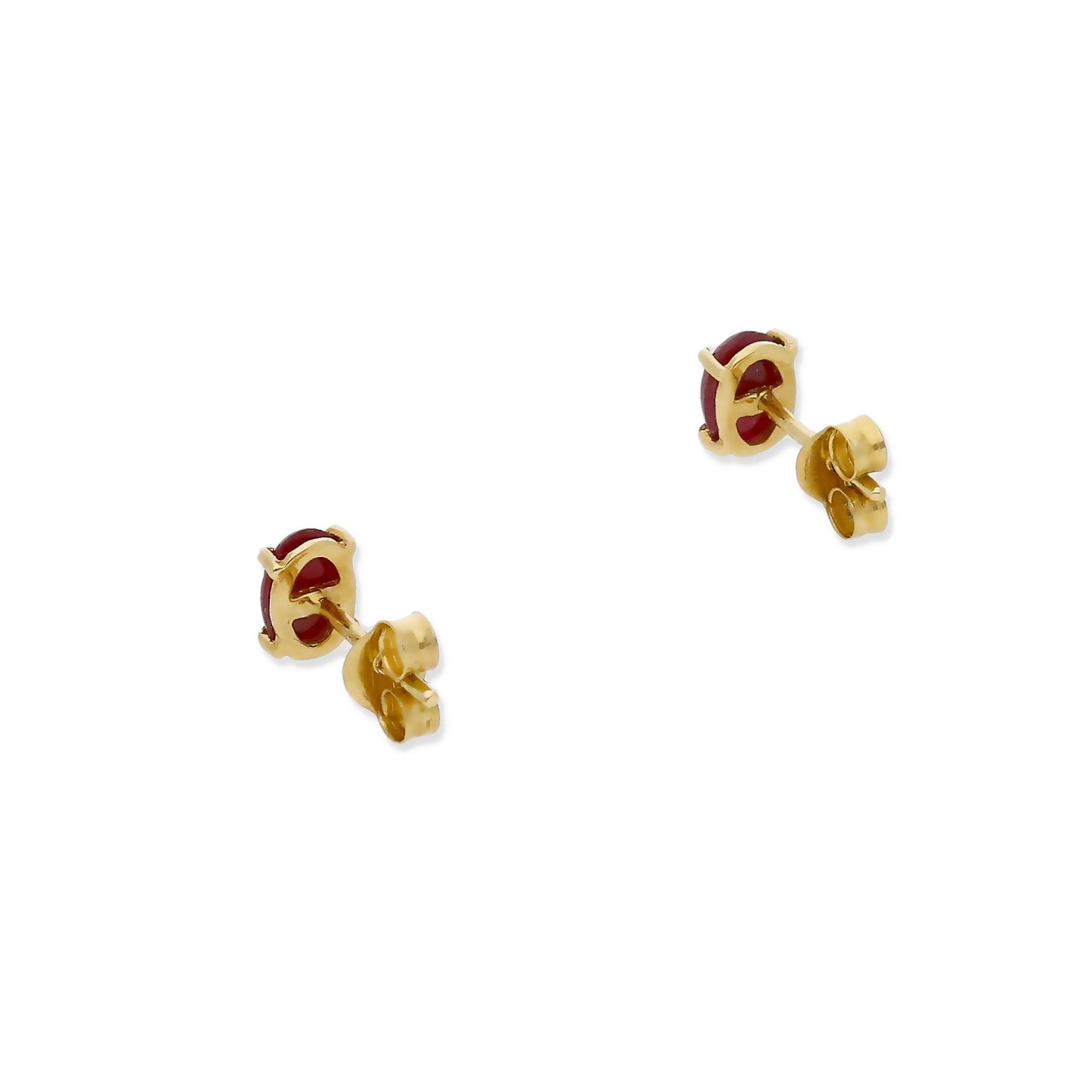 Pendientes de Botón en Oro 18K con Rubí 6x4mm