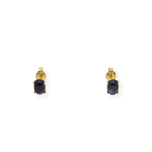 Pendientes de Botón en Oro 18K con Zafiro 6x4mm