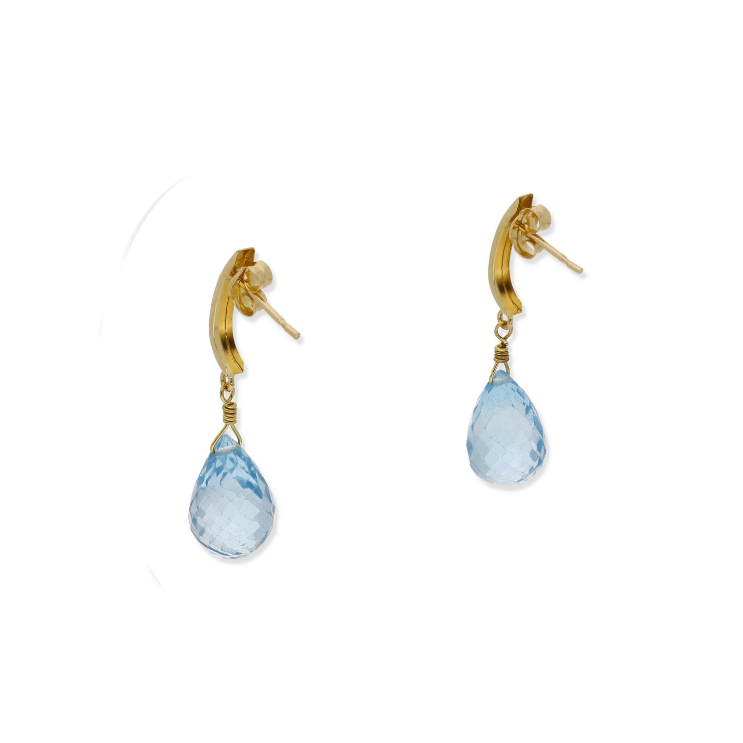 Pendientes Katia en Oro Amarillo 18K con Topacio Azul Facetado