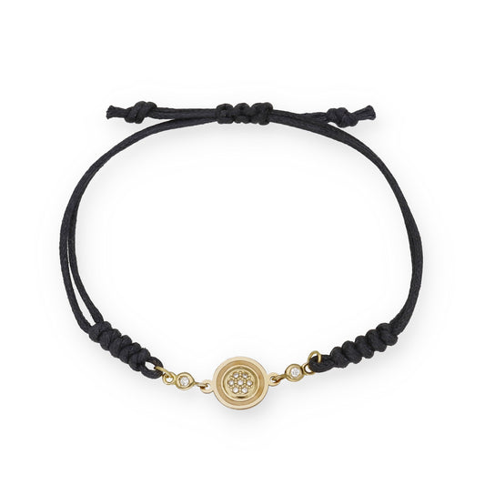 Pulsera Macramé en Oro de 18K con Roseta de Diamantes