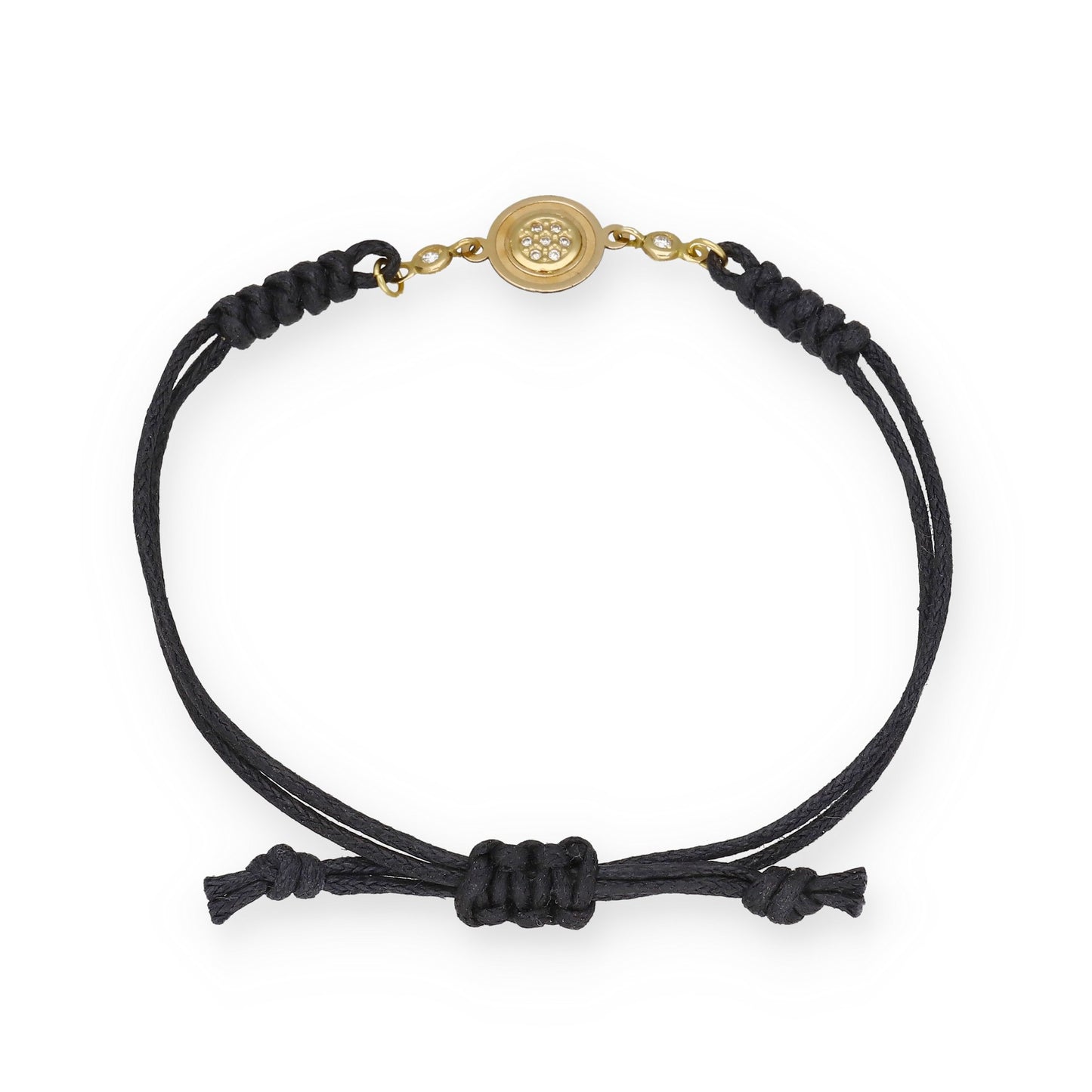 Pulsera Macramé en Oro de 18K con Roseta de Diamantes